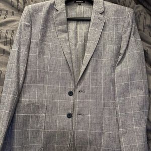 Express Blue & Gray Pinstriped Suit